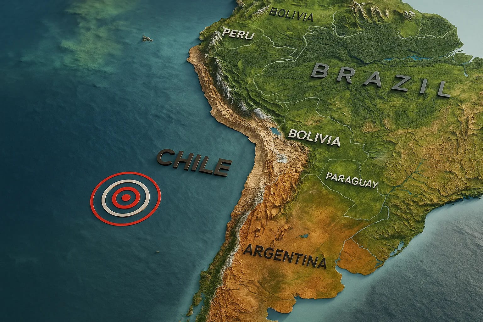 Dramatic visualization of Chile's seismic activity showing the power of nature and geological forces